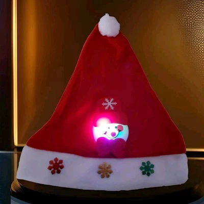 Fiesta de Navidad Unisex Fieltro Papá Noel Sombrero Iluminado LED Intermitente Muñeco de Nieve Talla Única Todo Foto 1 de 2