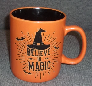 16 OZ Witch Hat Believe In Magic ORANGE AND Black Coffee Mug - Picture 1 of 6
