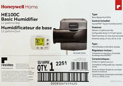 Honeywell HE100C1001 Bypass Humidifier w/ Digital Humidistat - 12 g/Day 46 l/day - Image 1 of 4