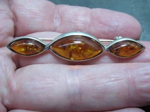 pasador ámbar plata esterlina - Imagen 1 de 8