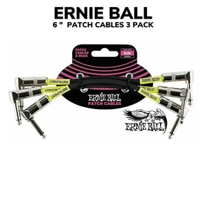 Paquete de 3 cables de conexión Ernie Ball de 6"" NEGROS 6050 ángulo Rt a Rt garantía completa - Imagen 1 de 9