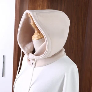 Lady Men Sweatshirt Hat Cap Scarf Hooded Accessory Drawstring Button Thicken Top - Picture 1 of 16