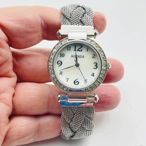 Reloj Mujer AGENDA Tono Plata Malla Pulsera Bisel Cristal Movimiento Japón - Imagen 1 de 9