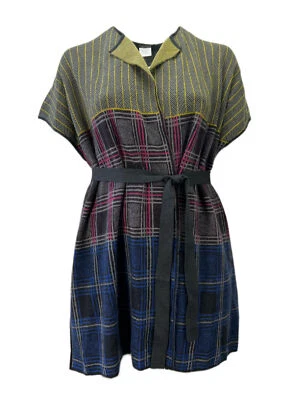 Cárdigan para mujer Marina Rinaldi gris oscuro mosaico tejido con cinturón nuevo con etiquetas Foto 1 de 3