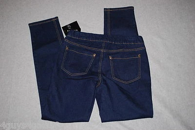 Mujer AZUL OSCURO JEGGINGS Cintura Elástica 2 BOLSILLOS TRASEROS Talla S M L XL  Foto 1 de 3