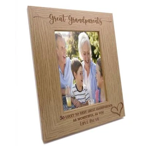 Personalised Great Grandparents Love Heart Engraved Portrait Photo Frame FW637 - Picture 1 of 3