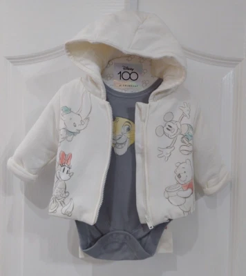 Newborn Baby Disney Classics 3pc Starter Set Coat Leggings & Bodysuit Outfit NEW - Image 1 of 4