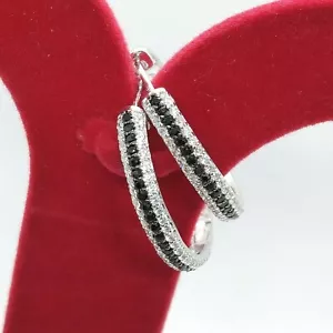 1.05CT Rotondo Lab-Created Moissanite Orecchini a Cerchio 14K Oro Bianco Argento - Foto 1 di 12