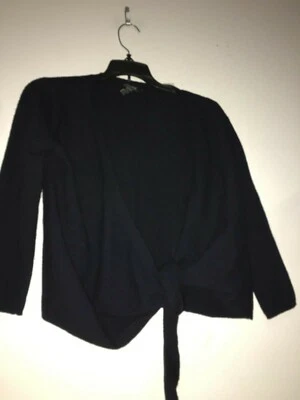 Donna Karan DKNY Size P Cashmere Lambs wool Black Cardigan Sweater Top Women - Image 1 of 4