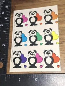 Pegatinas vintage, osos panda arco iris corazones coloridos, RARAS, 1 hoja, (STKZ4) - Imagen 1 de 3