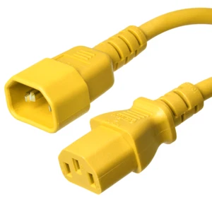 IEC 320 Power Cord, C14 / C13, Yellow 8 ft, 10A/250V 18 AWG - Iron Box IBX-2814 - Picture 1 of 4