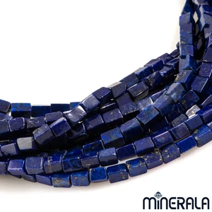 [WHOLESALE] NATURAL LAPIS LAZULI GEMSTONE SQUARE CYLINDER BEADS 15.5" STRAND - Picture 1 of 4
