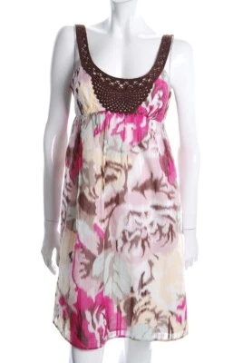 Nuevo Vestido MAX AND CLEO Algodón Verano Estampado Acuarela Crochet Ribete Para Mujer 10 Foto 1 de 2