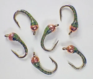 Zebra Midge Tungsten Nymphs Copper Olive - Premium Forelle Fliegenfischen Fliegen - Bild 1 von 23