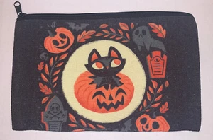 Halloween Cat Vintage Style  Make Up Bag Zipper Pouch 8 X 5” - Picture 1 of 3