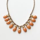 Charming Charlie Teardrops Statement Choker Necklace Gold/coral/iridescent Green