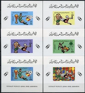 48/Libyen Libya 1982 Fußball WM Soccer World Cup 990-995 B Imperf Luxusblocks - Bild 1 von 1