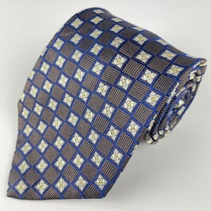 Nautica Mens 100% Silk Tie Blue Geometric Floral Made in Costa Rica - Picture 1 of 7