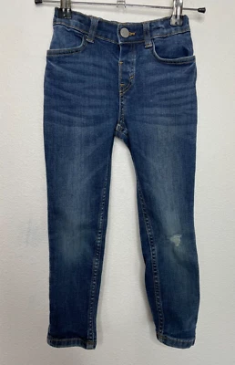 H&M Slim Fit Distressed Jeans Kids Sz 5T Medium Wash Denim Elastic Waist Cotton - Image 1 of 4