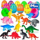 24Pcs Prefilled Easter Eggs with Dinosaur Toys Inside Easter Basket Stuffers 