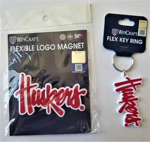 NEBRASKA CORNHUSKERS, FLEXIBLE MAGNET AND KEY RING FROM WINCRAFT (ONE EACH) Cover