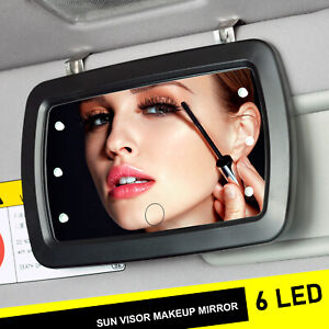 Universal 6 LED Auto Sonnenblende Make-up Spiegel Eitelkeit Clip Kosmetikspiegel