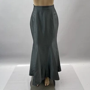 Rena Lange Vtg Skirt Women US 8 Anthracite Gray Maxi Trumpet Cupro Satin Formal - Picture 1 of 10
