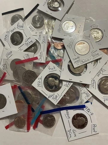 COIN GRAB BAG LOT OF OLDER PROOF COINS AND MINT SET COINS 9 UNCIRCULATED COINS Cover