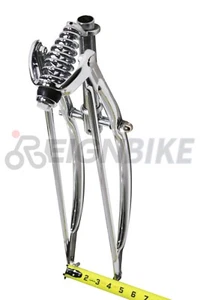 24" Classic Bicycle Spring Chrome Fork 1" Steel Threaded Vintage Lowrider Style - Picture 1 of 3