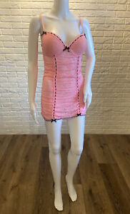 Bubblegum Pink Lacy Bustier Corset Lingerie Dress Size M EUC RN#93010 NW1378