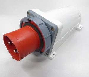 125 Amp Appliance Inlet Socket 4 Pin 3 Phase Red 125A 415V AC 3P+E IP67 ESR - Picture 1 of 9