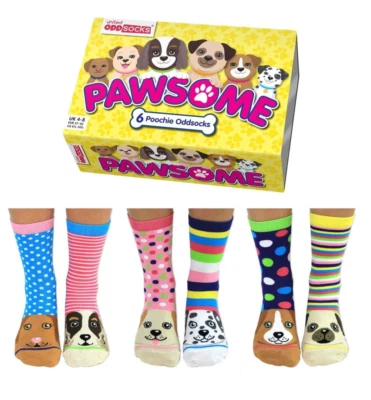 United Oddsocks Pawsome Calcetines Extraños Perro Cachorro Mujer Novedad Reino Unido 4-8 Regalo Ideal Foto 1 de 4