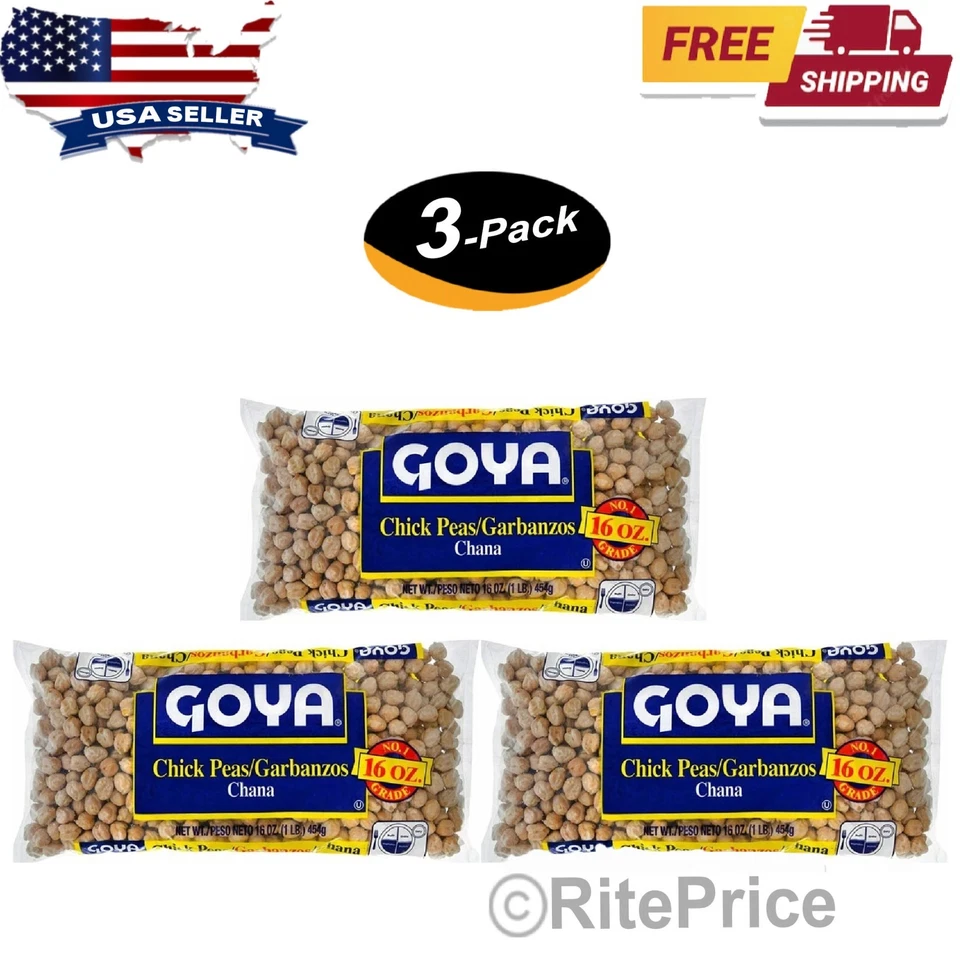 Goya Chick Peas 16 oz | Garbanzos (pacote com 3) 1 libra mais vendido - Frete grátis - Imagem 1 de 4