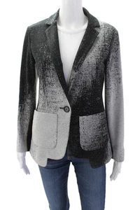 Yoana Baraschi Womens Cotton Long Sleeve Lined Colorblock Blazer Black Size S - Picture 1 of 7