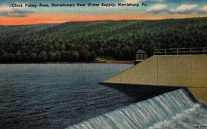 Clark Valley Dam, Harrisburg's New Water Supply, Harrisburg, PA.Vintage Postcard - Picture 1 of 2