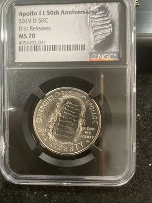 2019 D Perfect Graded Apollo 11 Th Anniversary Half Dollar S-20 - Image 1 of 2