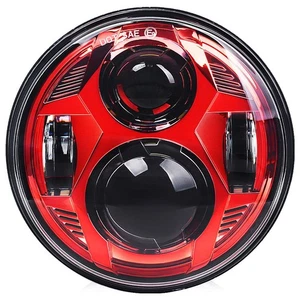 5.75" Red LED Headlight for Harley Dyna Sportster Softail Indian Scout Bike - Bild 1 von 6