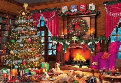 NEW/SEALED Christmas Puppies Advent Calendar 1008 pc Puzzle 24 Boxes 27.5x19.7" - Image 1 of 4