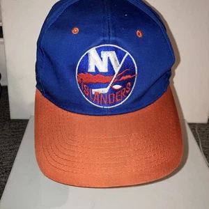 Vintage NYI New York Islanders Logo SnapBack Cap Hat Blue w/Orange Bill NHL Nice - Picture 1 of 8
