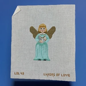 Labors of Love Handpainted HP Needlepoint Canvas - Chirstmas Angel w/ Book - Picture 1 of 10