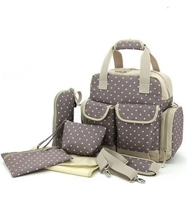 Bolsa de Pañales para Bebé Mochila Multifuncional Impermeable Bolsa de Pañales, Caqui Polkadot Foto 1 de 4