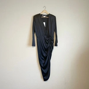 Veronica Beard Dress 8 Cameri Ruched Midi Navy Blue Formal Silk Blend - Picture 1 of 7