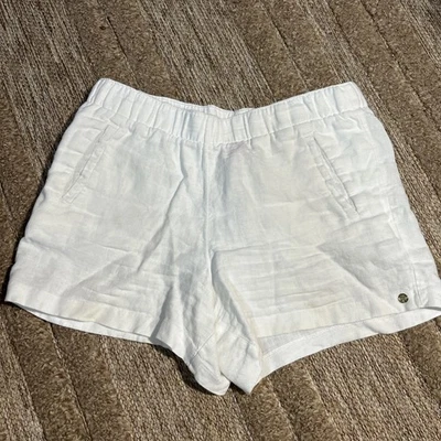 Pantalones Cortos Lilly Pulitzer LILO Blanco 100% Lino 3" Mujer Grande Playa Foto 1 de 4