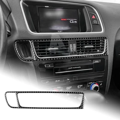Cubierta de ventilación de aire central pegatina fibra de carbono negra real para Audi Q5 2009-2016 Foto 1 de 4