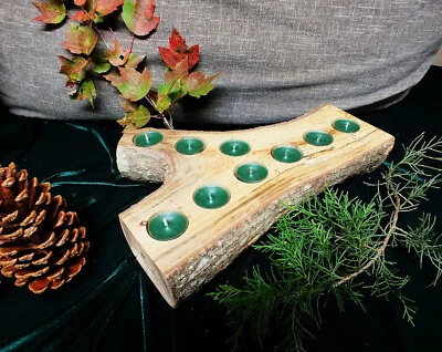 Soporte de luz de té de borde vivo de madera, centro de mesa, rústico, vacaciones, país Foto 1 de 4