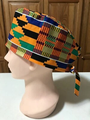 Sombrero Exfoliante o Chef Enfermería Médica Quimio Calavera Gorra Estampado Africano Tela de Algodón Foto 1 de 4