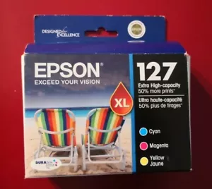10-2023 Epson GENUINE 127 Color Ink ( IN RETAIL BOX ) T127520 Workforce 840 845 - Picture 1 of 5