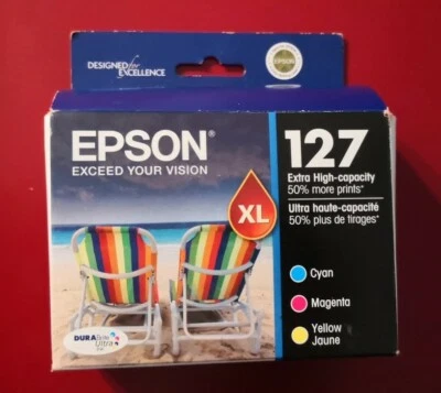 11-2018 Epson GENUINE 127 Color Ink ( IN RETAIL BOX ) T127520 Workforce 840 845 - Image 1 of 4