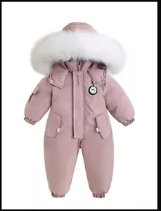One Piece Hooded Ski Snowsuit Waterproof Warm Kids Size 120, Age 6 Blue/Pink - Picture 1 of 8