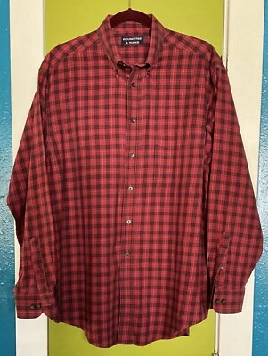 Roundtree & Yorke Men's Long SleeveShirt Red Plaid Button Down Cotton - Image 1 of 4